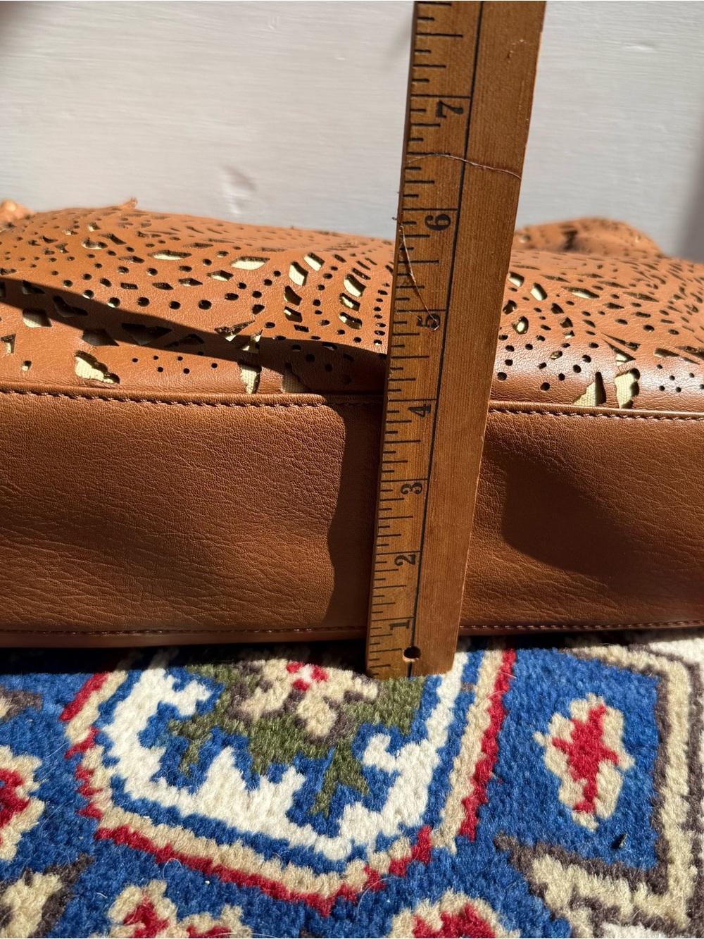 The Sak Laser-Cut Hobo Shoulder Bag - Brown with Cream Lining - Picture 9 of 9